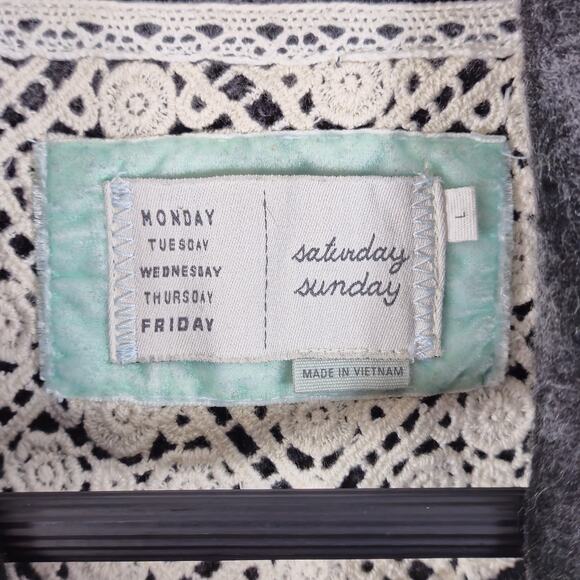 Anthropologie Saturday Sunday Cardigan Green Black L Minimalist Renaissance - Picture 9 of 12